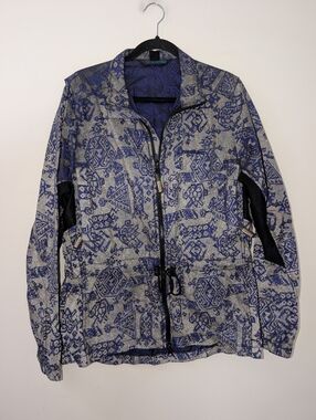 Highly Reflective Vintage Zip Jacket | 90s Performance Windbreaker Gray Purple S